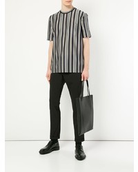 graues vertikal gestreiftes T-Shirt mit einem Rundhalsausschnitt von Lanvin