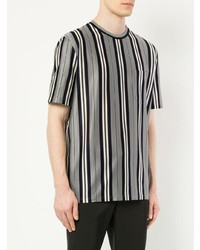 graues vertikal gestreiftes T-Shirt mit einem Rundhalsausschnitt von Lanvin