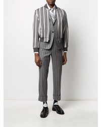 graues vertikal gestreiftes Wollsakko von Thom Browne