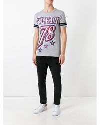 graues verziertes T-Shirt mit einem Rundhalsausschnitt von Philipp Plein