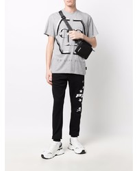 graues verziertes T-Shirt mit einem Rundhalsausschnitt von Philipp Plein