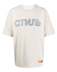 graues verziertes T-Shirt mit einem Rundhalsausschnitt von Heron Preston