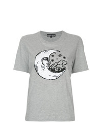 graues verziertes T-Shirt mit einem Rundhalsausschnitt von Markus Lupfer