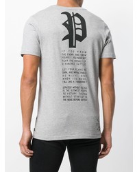 graues verziertes T-Shirt mit einem Rundhalsausschnitt von Philipp Plein