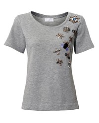 graues verziertes T-Shirt mit einem Rundhalsausschnitt von RICK CARDONA by Heine