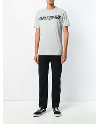 graues verziertes T-Shirt mit einem Rundhalsausschnitt von Diesel