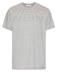 graues verziertes T-Shirt mit einem Rundhalsausschnitt von Valentino