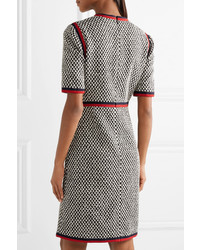 graues verziertes Tweed gerade geschnittenes Kleid von Gucci