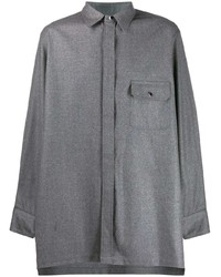 graues Wolllangarmhemd von Fumito Ganryu