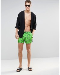 grüne bedruckte Badeshorts von Asos