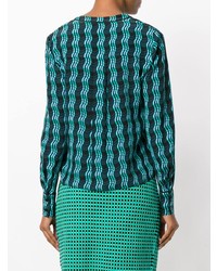 grüne bedruckte Bluse mit Knöpfen von Dvf Diane Von Furstenberg