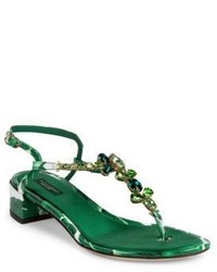 grüne bedruckte Leder Sandaletten