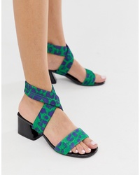 grüne bedruckte Leder Sandaletten von ASOS DESIGN