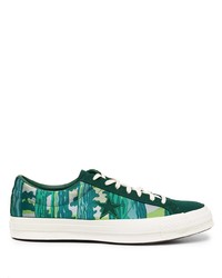 grüne bedruckte Segeltuch niedrige Sneakers von Converse