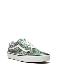 grüne bedruckte Segeltuch niedrige Sneakers von Vans