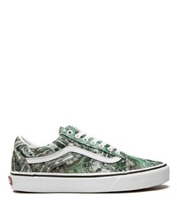 grüne bedruckte Segeltuch niedrige Sneakers von Vans