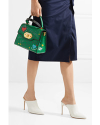 grüne bedruckte Shopper Tasche aus Leder von Dolce & Gabbana