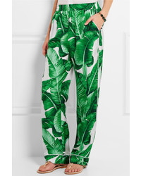 grüne bedruckte weite Hose aus Seide von Dolce & Gabbana
