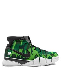 grüne Camouflage hohe Sneakers aus Leder