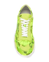 grüne Camouflage Leder Sportschuhe von Rombaut