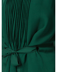 grüne Seide Bluse mit Falten von Oscar de la Renta