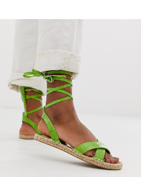 grüne flache Sandalen aus Leder von ASOS DESIGN
