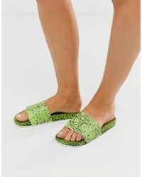 grüne flache Sandalen aus Leder von ASOS DESIGN