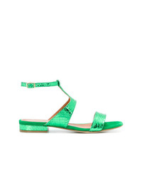 grüne flache Sandalen aus Leder von Via Roma 15