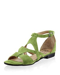 grüne flache Sandalen aus Wildleder von Alba Moda