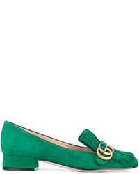 grüne Slipper mit Fransen von Gucci