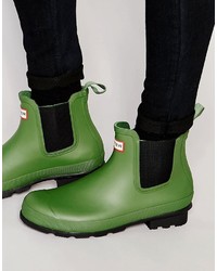 grüne Gummi Chelsea Boots