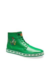 grüne hohe Sneakers aus Leder