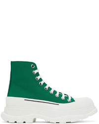 grüne hohe Sneakers aus Segeltuch von Alexander McQueen