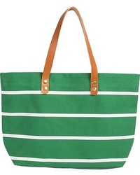 grüne horizontal gestreifte Shopper Tasche aus Segeltuch