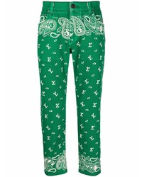 grüne Jeans mit Paisley-Muster