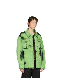 grüne Mit Batikmuster Jeansjacke von Feng Chen Wang