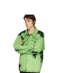 grüne Mit Batikmuster Jeansjacke von Feng Chen Wang