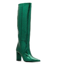 grüne kniehohe Stiefel aus Leder mit Schlangenmuster von Marc Ellis