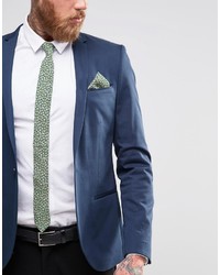 grüne Krawatte mit Blumenmuster von Asos