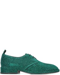 grüne Leder Derby Schuhe