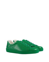 grüne Leder niedrige Sneakers von Gucci