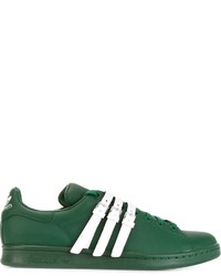 grüne Leder niedrige Sneakers von Adidas By Raf Simons