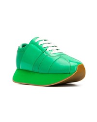 grüne Leder niedrige Sneakers von Marni