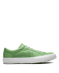 grüne Leder niedrige Sneakers von Converse