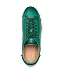 grüne Leder niedrige Sneakers von Santoni