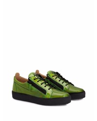 grüne Leder niedrige Sneakers von Giuseppe Zanotti