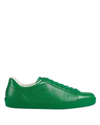 grüne Leder niedrige Sneakers von Gucci
