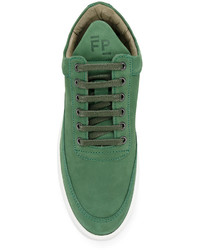 grüne Leder niedrige Sneakers von Filling Pieces
