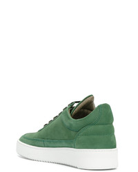 grüne Leder niedrige Sneakers von Filling Pieces