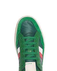 grüne Leder niedrige Sneakers von Gucci